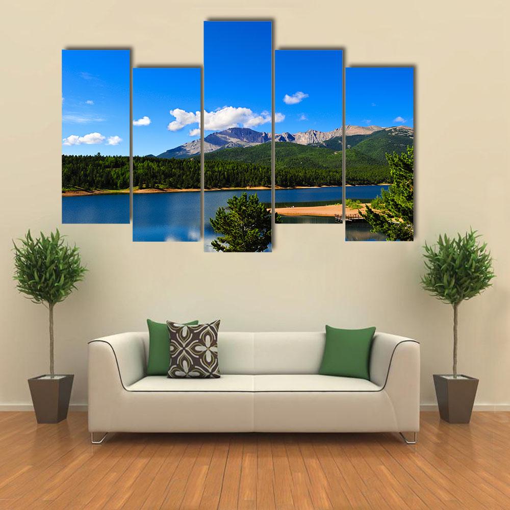 Reservoir Near Pikes Peak Canvas Wall Art-5 Pop-Gallery Wrap-32" x 21"-Tiaracle