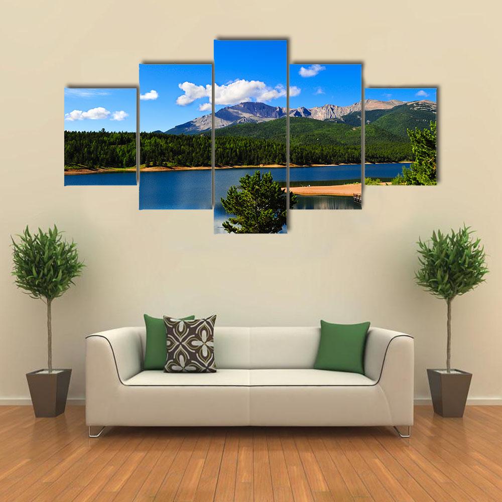 Reservoir Near Pikes Peak Canvas Wall Art-5 Star-Gallery Wrap-42" x 21"-Tiaracle