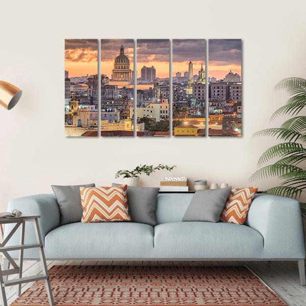 Cuba Downtown Skyline Canvas Wall Art-5 Horizontal-Gallery Wrap-22" x 12"-Tiaracle