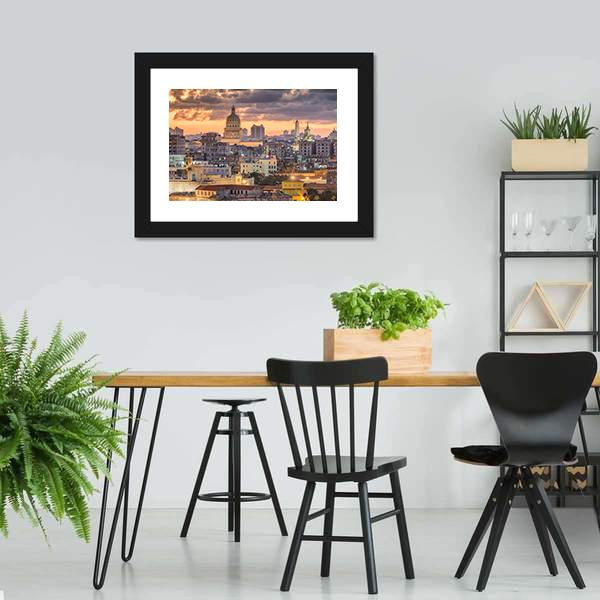 Cuba Downtown Skyline Canvas Wall Art-5 Horizontal-Gallery Wrap-22&quot; x 12&quot;-Tiaracle