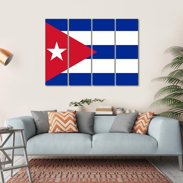 Cuba Flag Canvas Wall Art-4 Horizontal-Gallery Wrap-34" x 24"-Tiaracle
