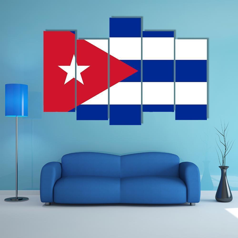 Cuba Flag Canvas Wall Art-5 Pop-Gallery Wrap-47" x 32"-Tiaracle