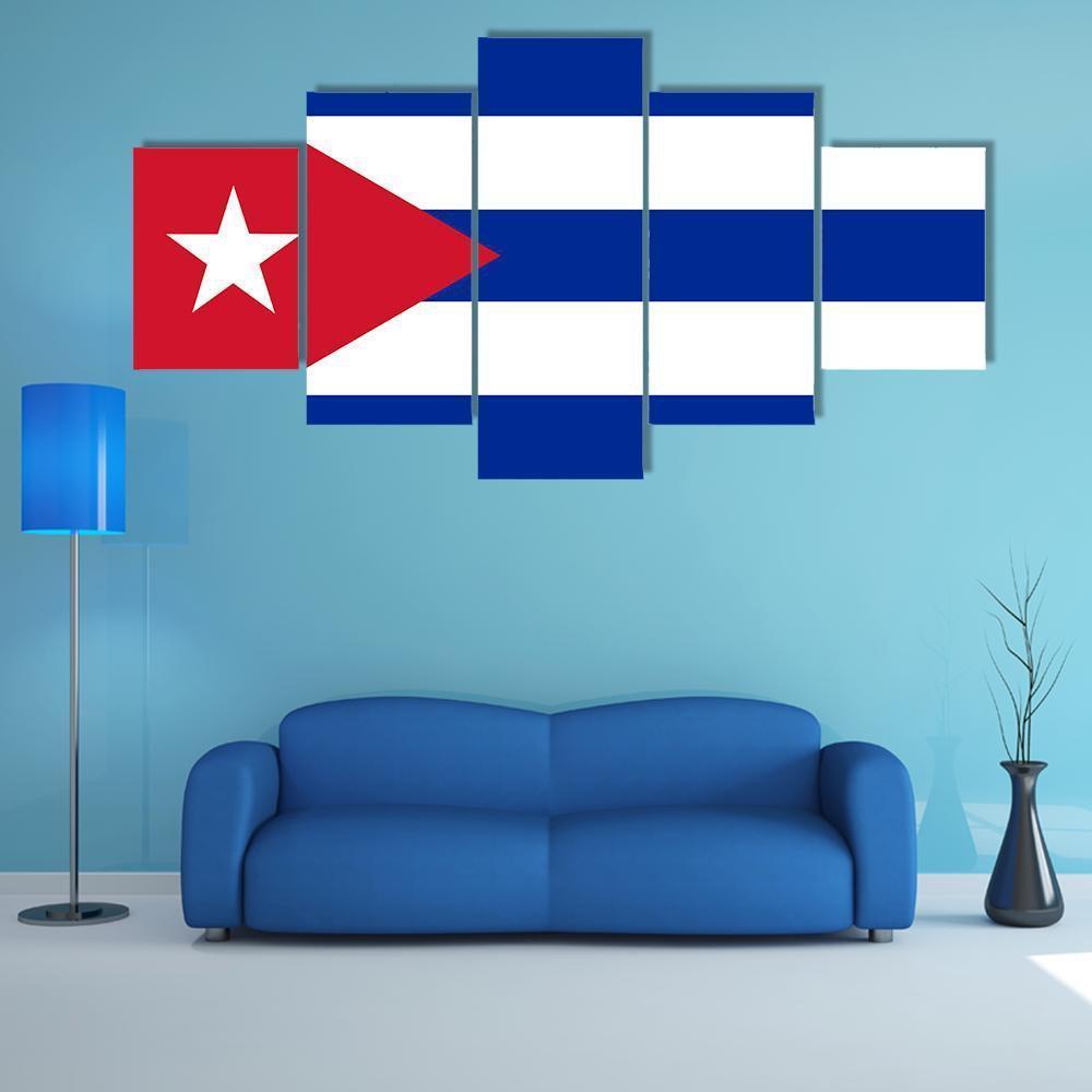 Cuba Flag Canvas Wall Art-5 Star-Gallery Wrap-62" x 32"-Tiaracle