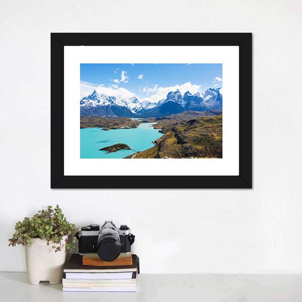 Cuernos Del Paine Canvas Wall Art-1 Piece-Framed Print-30" x 20"-Tiaracle