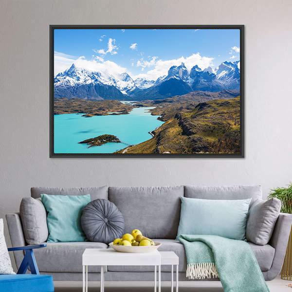 Cuernos Del Paine Canvas Wall Art-1 Piece-Floating Frame-36" x 24"-Tiaracle