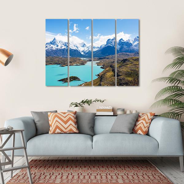 Cuernos Del Paine Canvas Wall Art-4 Horizontal-Gallery Wrap-34" x 24"-Tiaracle