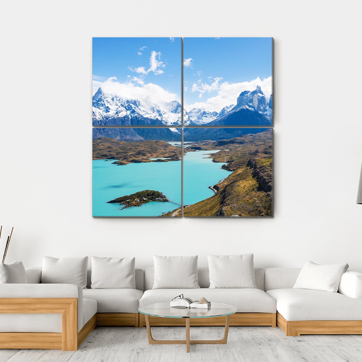 Cuernos Del Paine Canvas Wall Art-4 Square-Gallery Wrap-17" x 17"-Tiaracle
