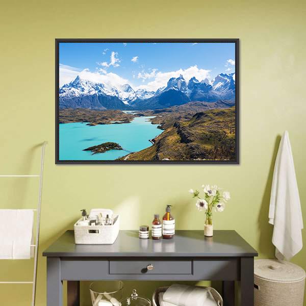 Cuernos Del Paine Canvas Wall Art-5 Horizontal-Gallery Wrap-22" x 12"-Tiaracle