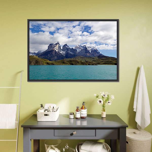 Cuernos Del Paine Chile Canvas Wall Art-1 Piece-Floating Frame-24" x 16"-Tiaracle