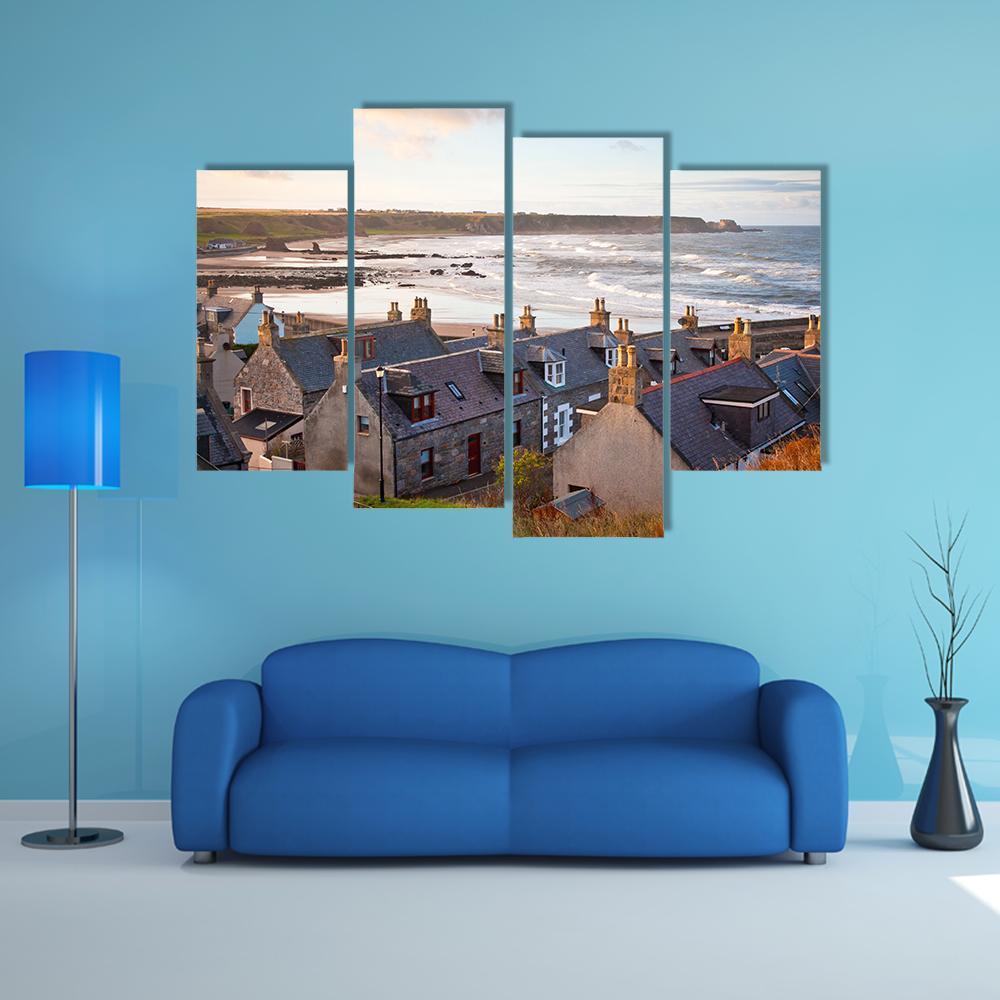 Cullen Town Scotland Canvas Wall Art-4 Pop-Gallery Wrap-50" x 32"-Tiaracle