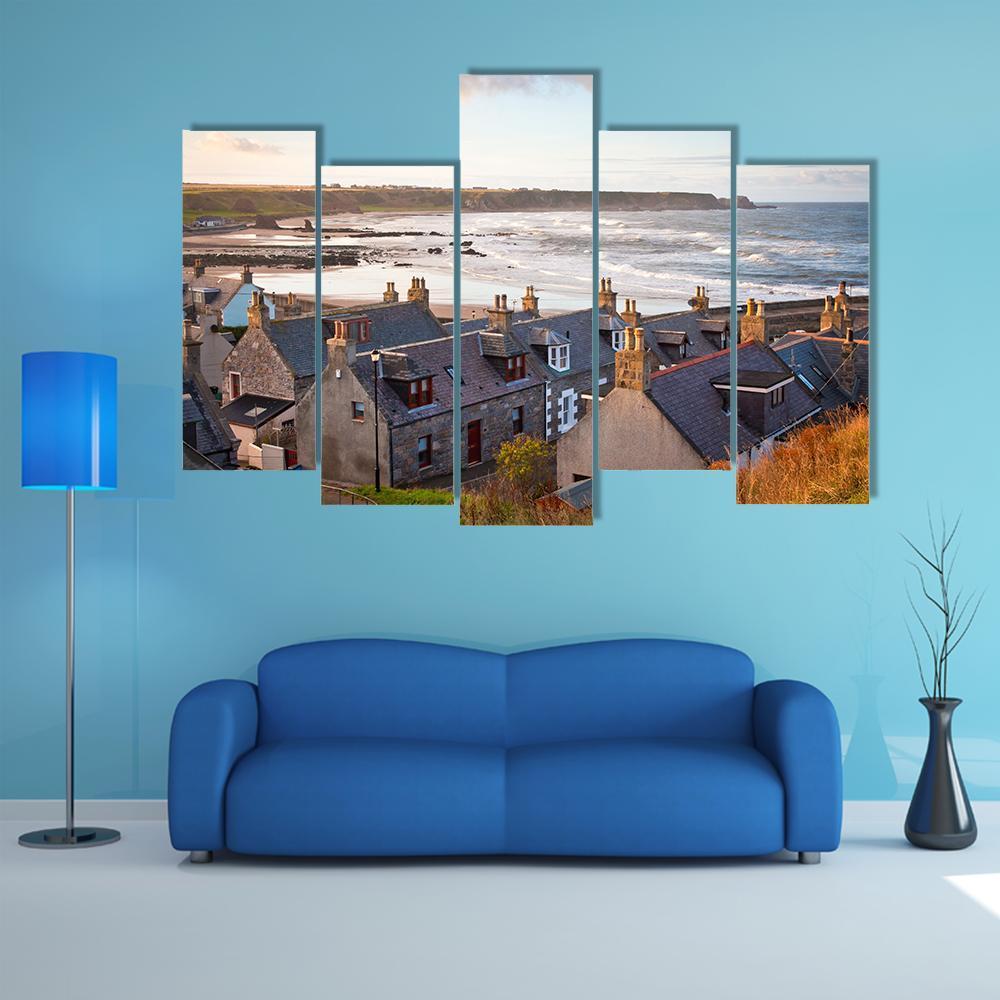 Cullen Town Scotland Canvas Wall Art-3 Horizontal-Gallery Wrap-37" x 24"-Tiaracle