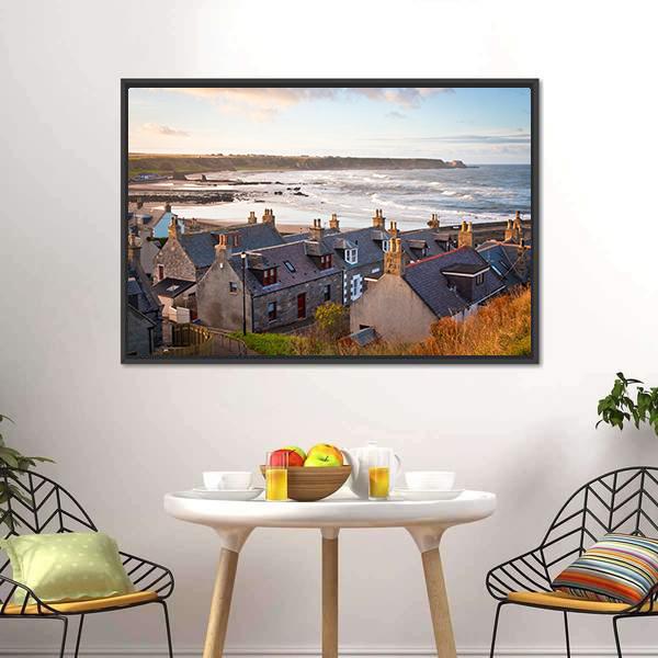 Cullen Town Scotland Canvas Wall Art-1 Piece-Floating Frame-24" x 16"-Tiaracle