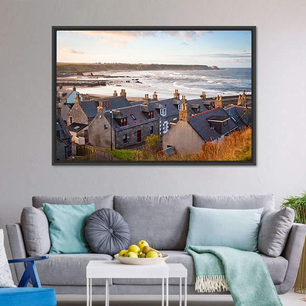 Cullen Town Scotland Canvas Wall Art-3 Horizontal-Gallery Wrap-25" x 16"-Tiaracle