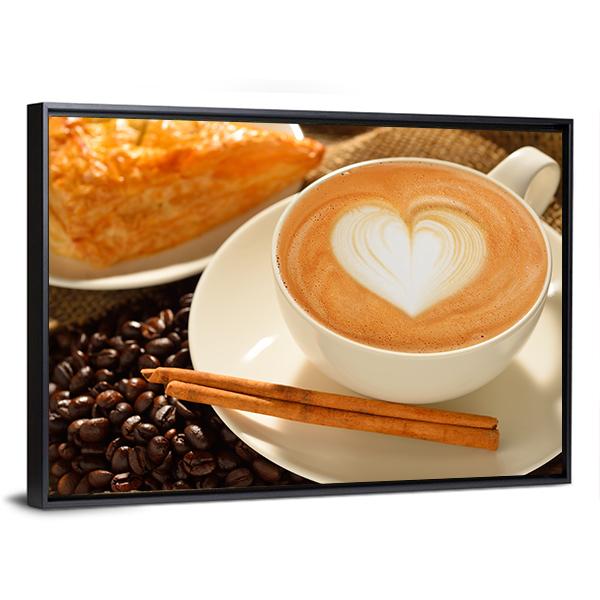 Cup Of Cafe Latte Canvas Wall Art-3 Horizontal-Gallery Wrap-25&quot; x 16&quot;-Tiaracle