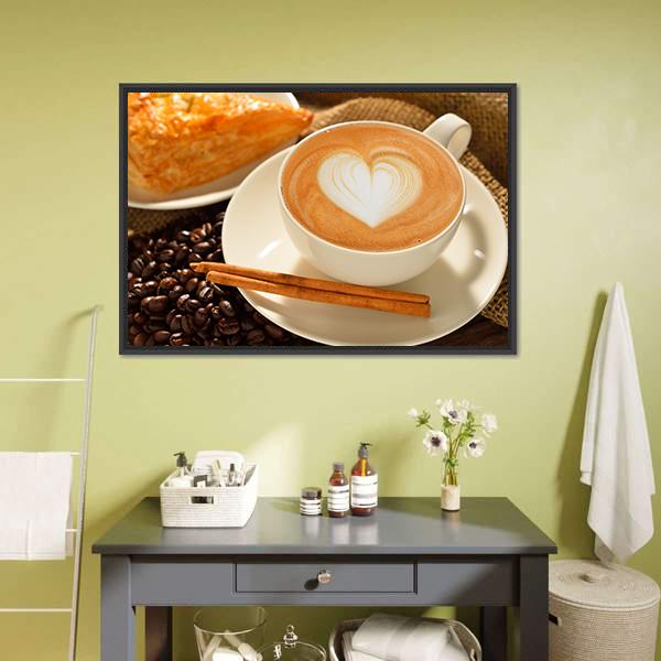 Cup Of Cafe Latte Canvas Wall Art-3 Horizontal-Gallery Wrap-25&quot; x 16&quot;-Tiaracle