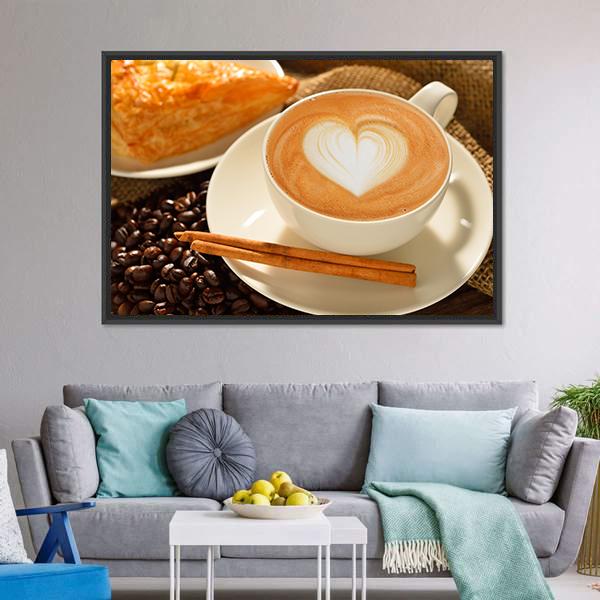 Cup Of Cafe Latte Canvas Wall Art-3 Horizontal-Gallery Wrap-25&quot; x 16&quot;-Tiaracle