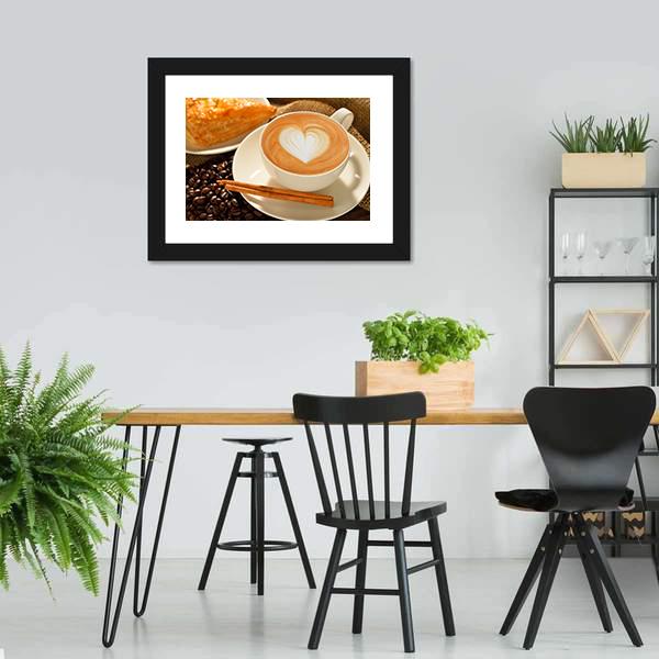 Cup Of Cafe Latte Canvas Wall Art-3 Horizontal-Gallery Wrap-25&quot; x 16&quot;-Tiaracle