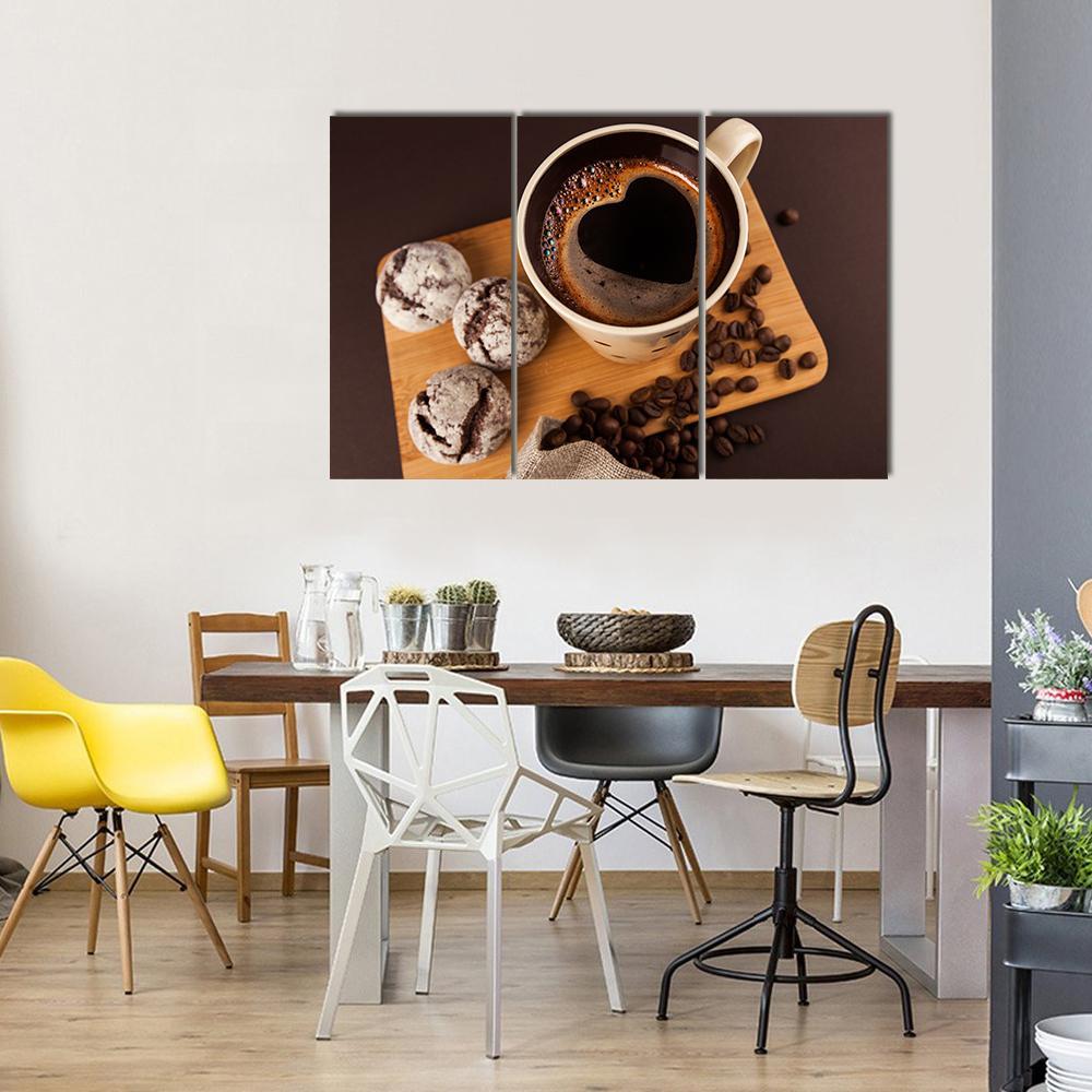 Cup Of Coffee Canvas Wall Art-3 Horizontal-Gallery Wrap-37&quot; x 24&quot;-Tiaracle