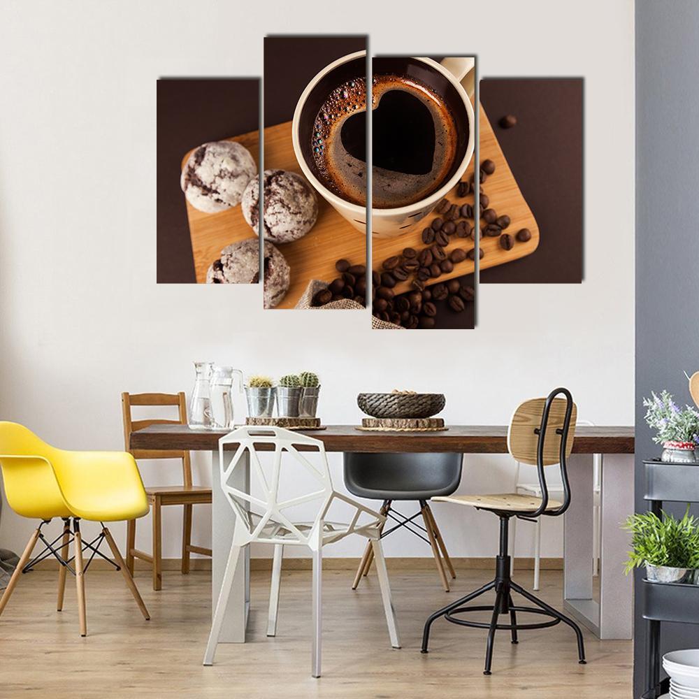 Cup Of Coffee Canvas Wall Art-5 Pop-Gallery Wrap-47" x 32"-Tiaracle