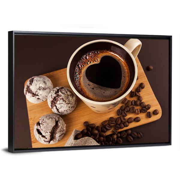 Cup Of Coffee Canvas Wall Art-3 Horizontal-Gallery Wrap-25&quot; x 16&quot;-Tiaracle