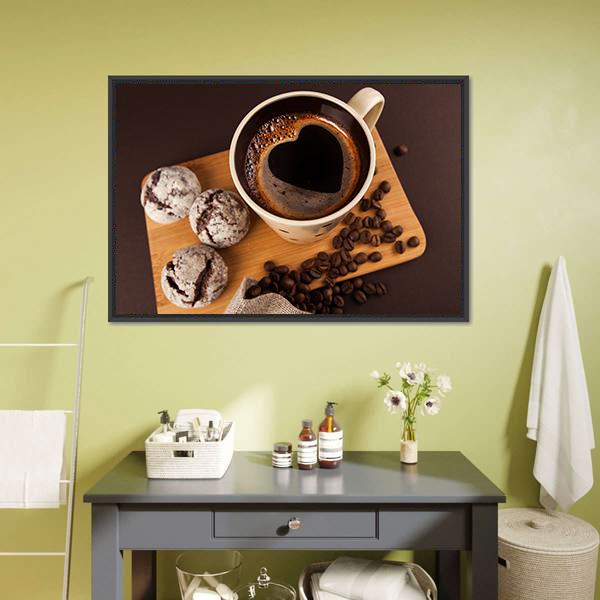 Cup Of Coffee Panoramic Canvas Wall Art-1 Piece-36" x 12"-Tiaracle