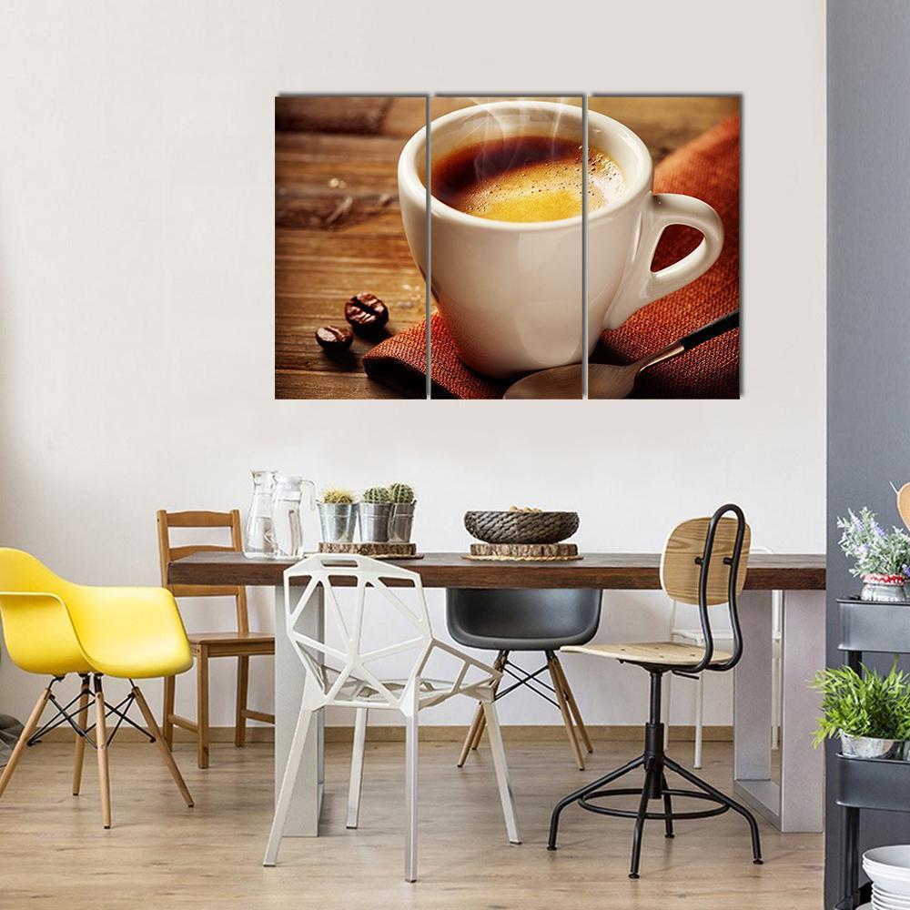 Cup Of Espresso Canvas Wall Art-3 Horizontal-Gallery Wrap-37&quot; x 24&quot;-Tiaracle