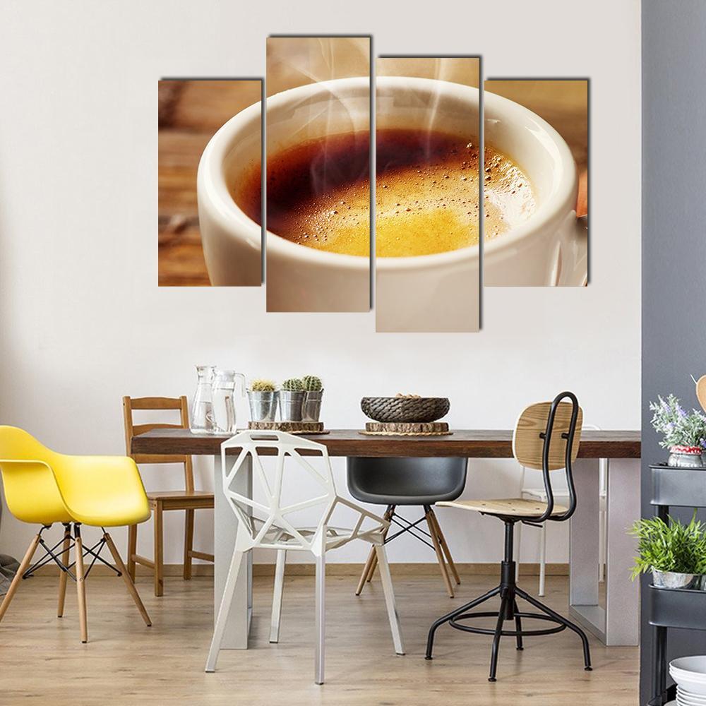 Cup Of Espresso Canvas Wall Art-4 Pop-Gallery Wrap-50&quot; x 32&quot;-Tiaracle