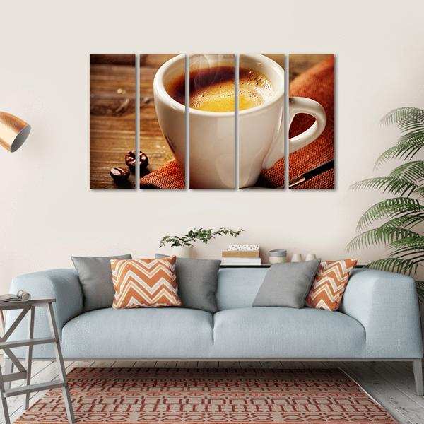 Cup Of Espresso Canvas Wall Art-5 Horizontal-Gallery Wrap-22" x 12"-Tiaracle