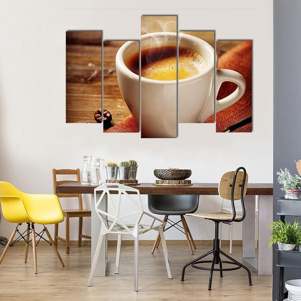 Cup Of Espresso Canvas Wall Art-5 Pop-Gallery Wrap-47&quot; x 32&quot;-Tiaracle