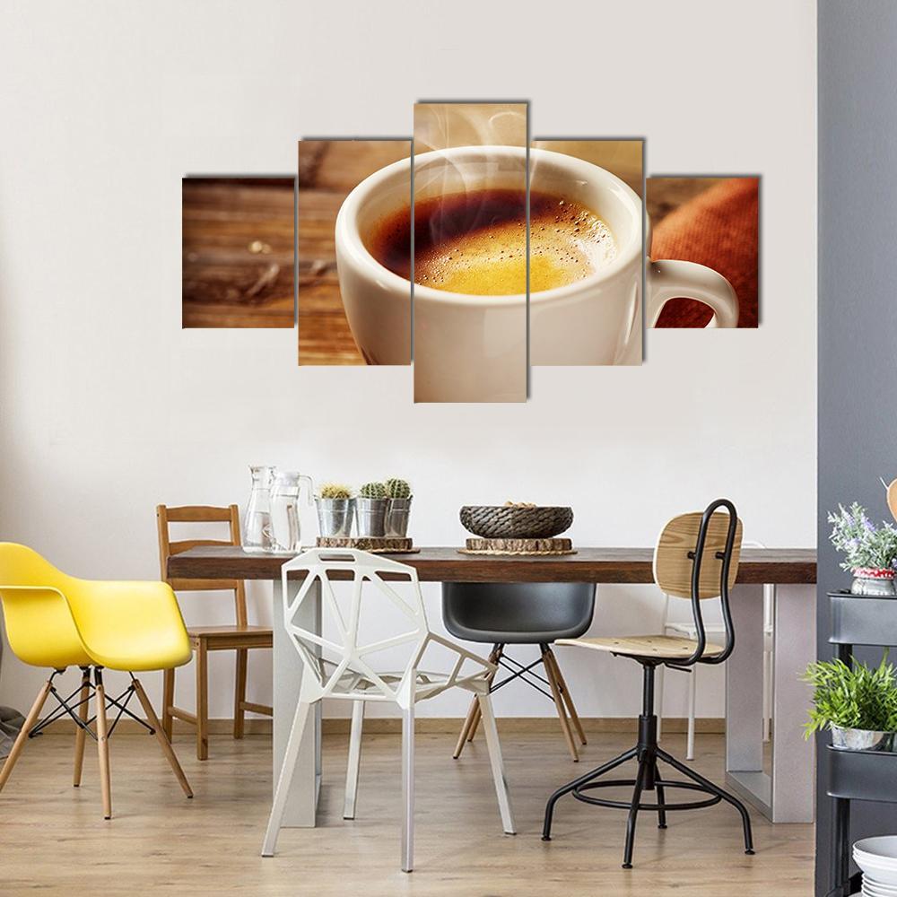 Cup Of Espresso Canvas Wall Art-5 Star-Gallery Wrap-62&quot; x 32&quot;-Tiaracle