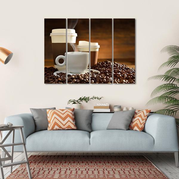 Cups Of Coffee Canvas Wall Art-4 Square-Gallery Wrap-17" x 17"-Tiaracle