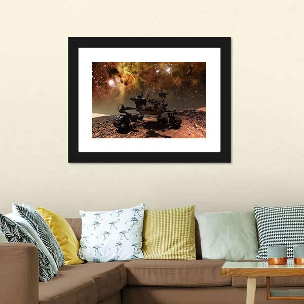 Curiosity Rover On Mars Canvas Wall Art-1 Piece-Framed Print-20" x 16"-Tiaracle