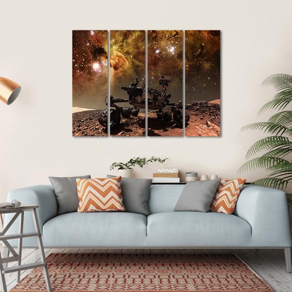 Curiosity Rover On Mars Canvas Wall Art-4 Horizontal-Gallery Wrap-34" x 24"-Tiaracle
