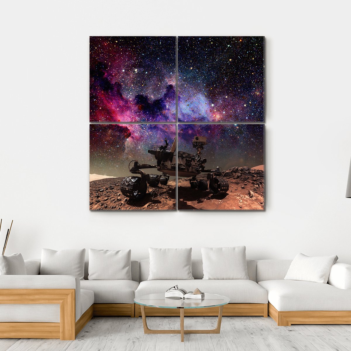 Curiosity Rover On Mars Canvas Wall Art-4 Square-Gallery Wrap-17" x 17"-Tiaracle