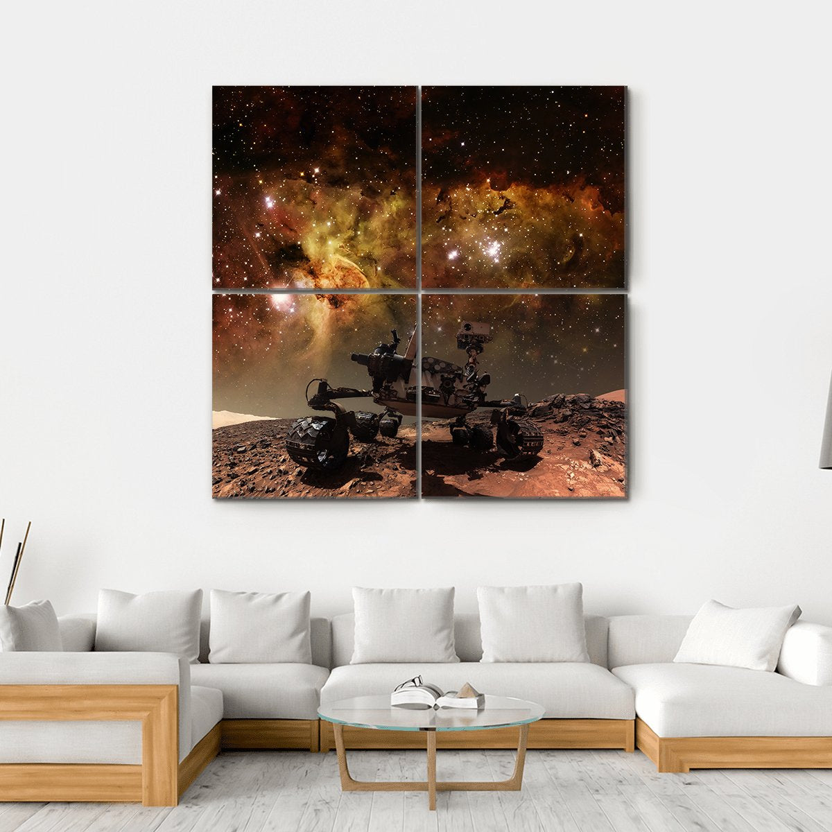 Curiosity Rover On Mars Canvas Wall Art-4 Square-Gallery Wrap-17" x 17"-Tiaracle
