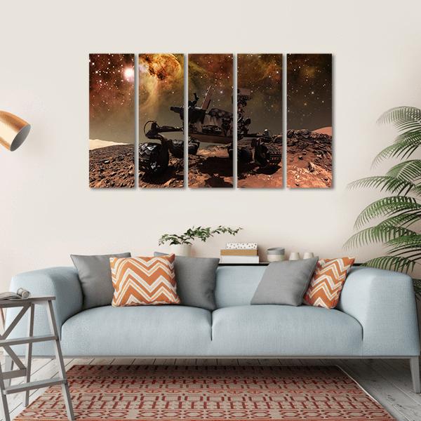 Curiosity Rover On Mars Canvas Wall Art-5 Horizontal-Gallery Wrap-22" x 12"-Tiaracle