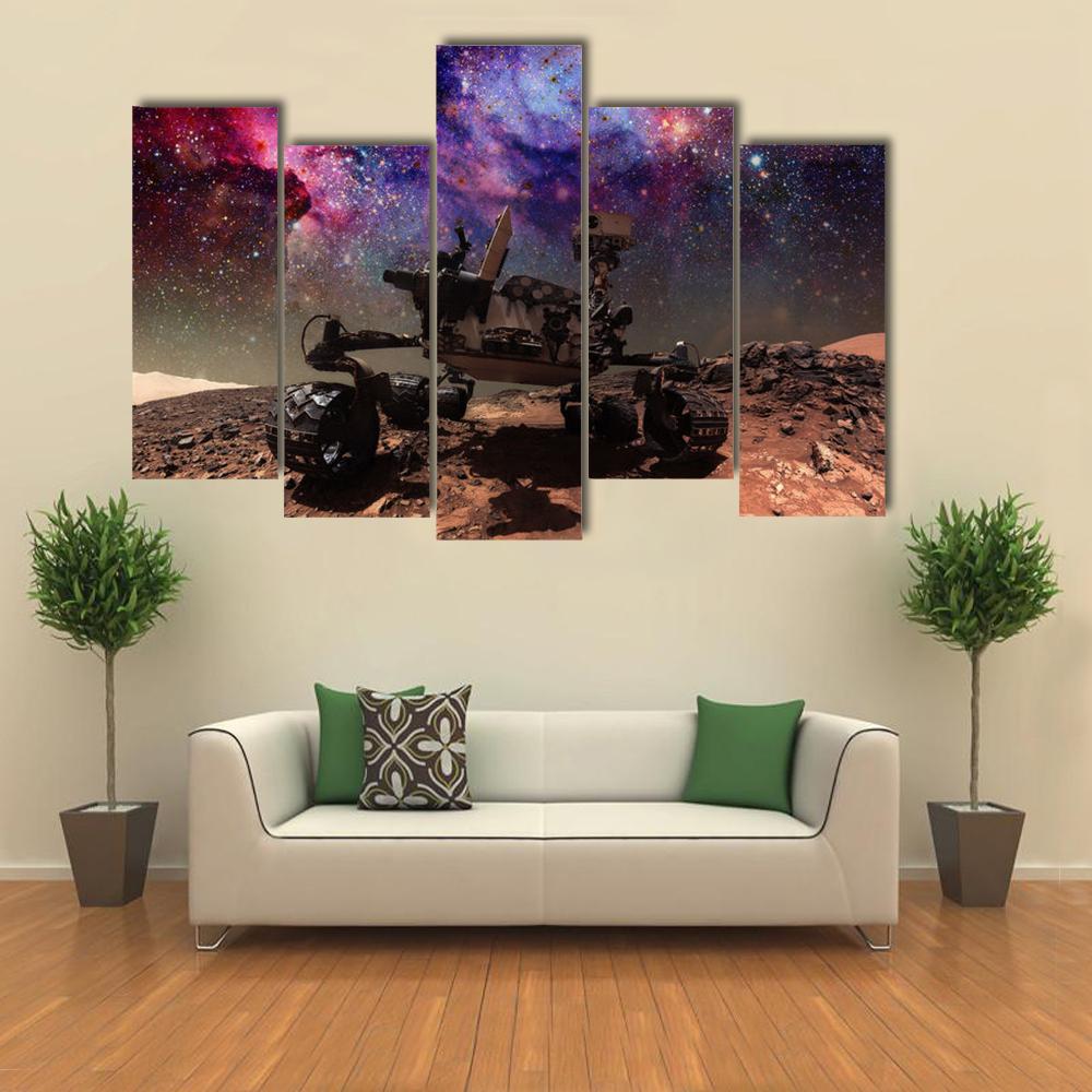 Curiosity Rover On Mars Canvas Wall Art-5 Pop-Gallery Wrap-32" x 21"-Tiaracle