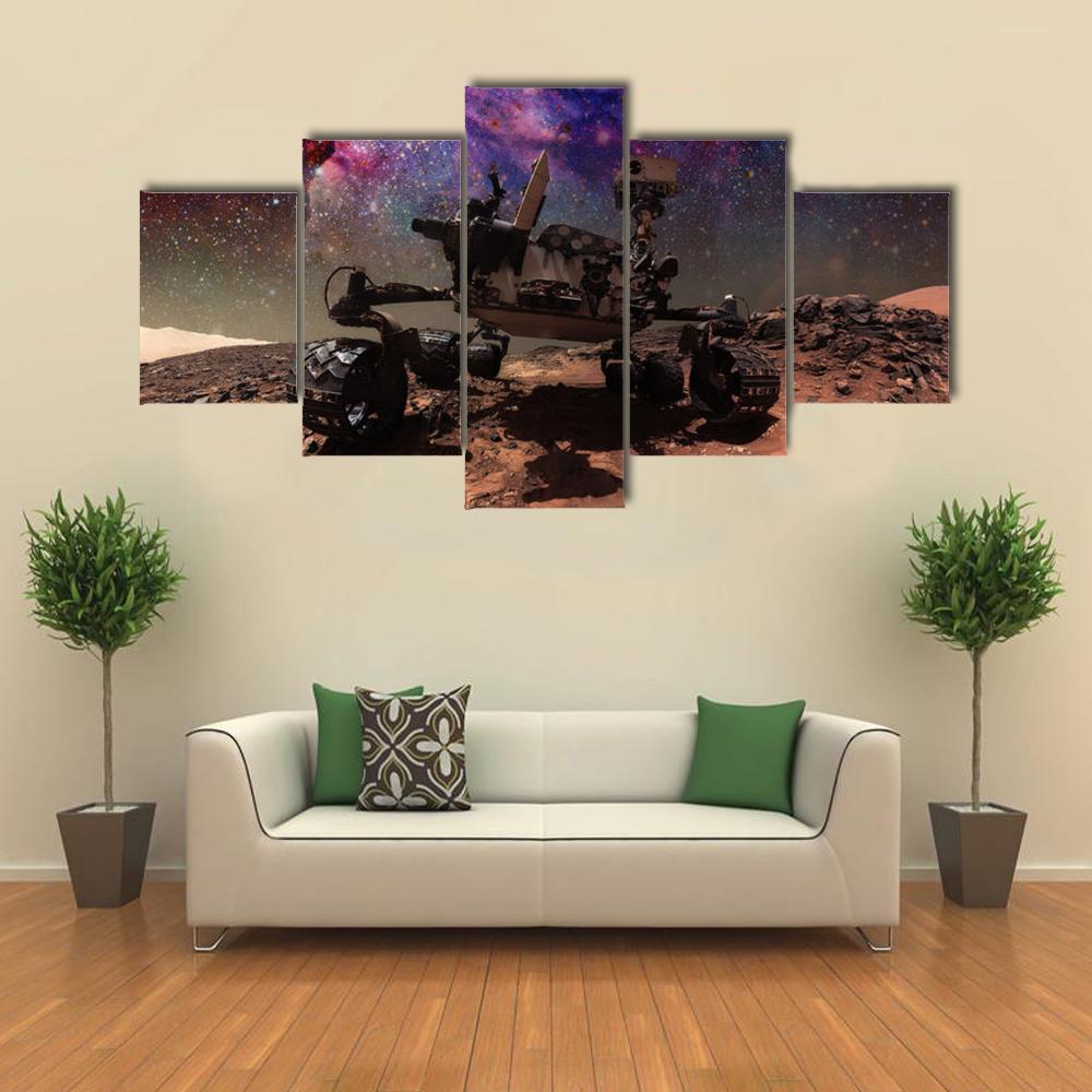 Curiosity Rover On Mars Canvas Wall Art-5 Star-Gallery Wrap-42" x 21"-Tiaracle