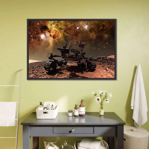 Curiosity Rover On Mars Canvas Wall Art-5 Horizontal-Gallery Wrap-22" x 12"-Tiaracle