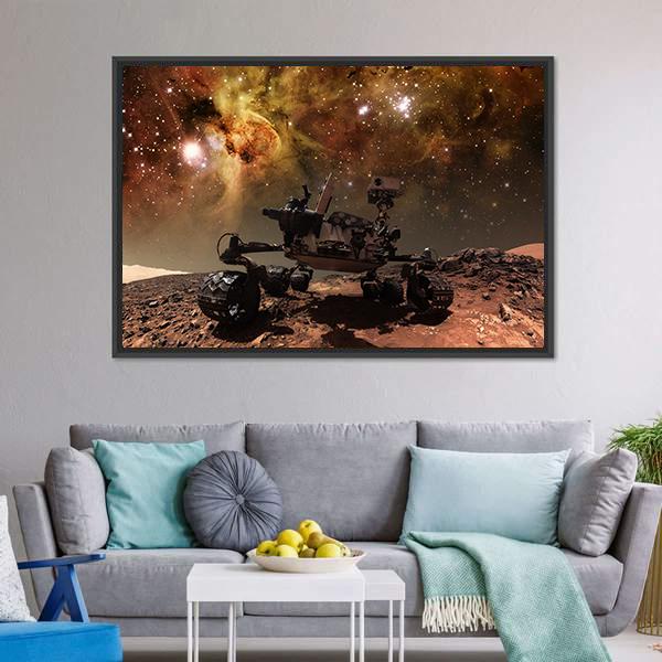 Curiosity Rover On Mars Canvas Wall Art-5 Horizontal-Gallery Wrap-22" x 12"-Tiaracle