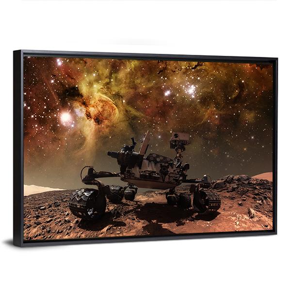 Curiosity Rover On Mars Canvas Wall Art-5 Horizontal-Gallery Wrap-22" x 12"-Tiaracle