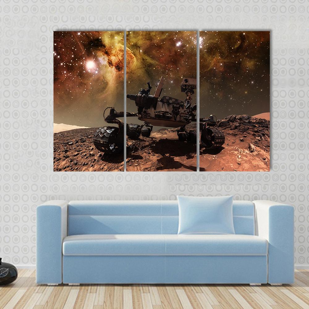 Curiosity Rover On Mars Canvas Wall Art-3 Horizontal-Gallery Wrap-37" x 24"-Tiaracle