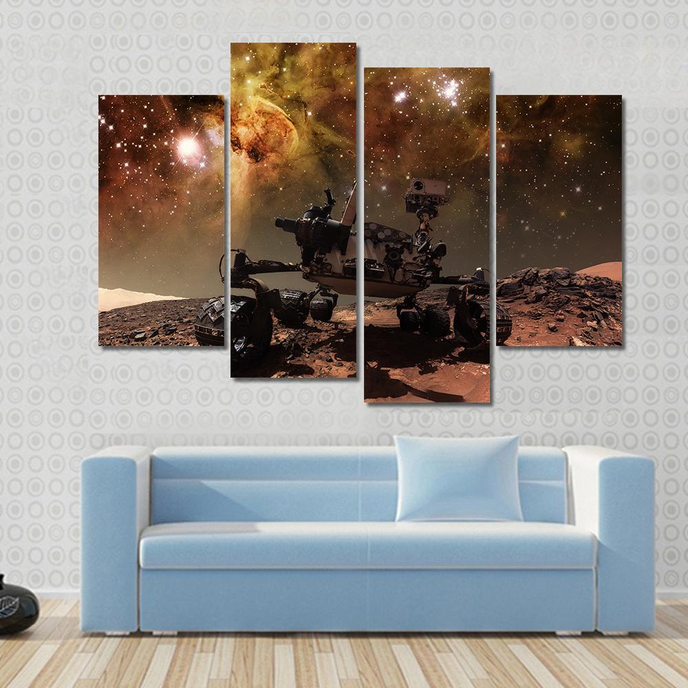 Curiosity Rover On Mars Canvas Wall Art-4 Pop-Gallery Wrap-50" x 32"-Tiaracle