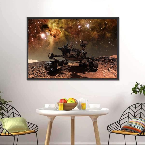 Curiosity Rover On Mars Canvas Wall Art-1 Piece-Floating Frame-24" x 16"-Tiaracle