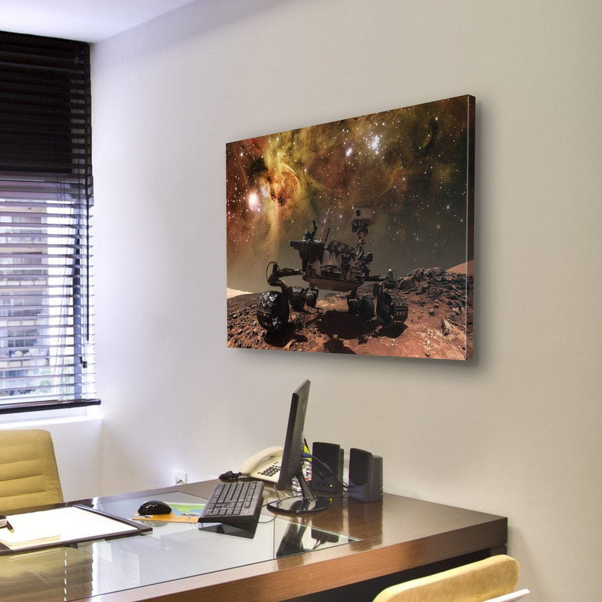 Curiosity Rover On Mars Canvas Wall Art-3 Horizontal-Gallery Wrap-25" x 16"-Tiaracle