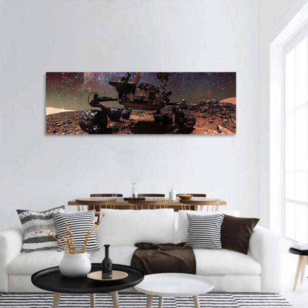 Curiosity Rover On Mars Panoramic Canvas Wall Art-1 Piece-36" x 12"-Tiaracle
