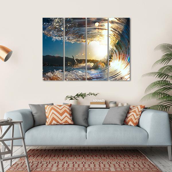 Curly Breaking Wave Canvas Wall Art-4 Horizontal-Gallery Wrap-34" x 24"-Tiaracle