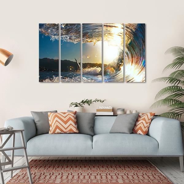Curly Breaking Wave Canvas Wall Art-5 Horizontal-Gallery Wrap-22" x 12"-Tiaracle