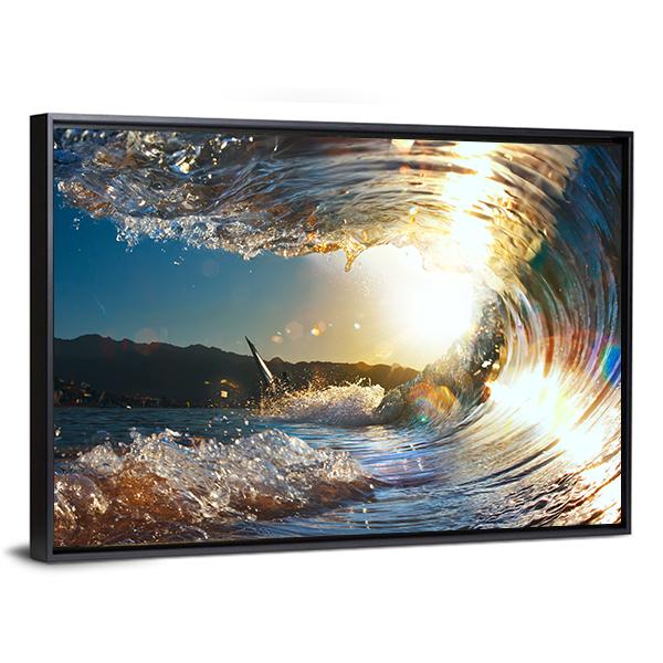 Curly Breaking Wave Canvas Wall Art-3 Horizontal-Gallery Wrap-25" x 16"-Tiaracle