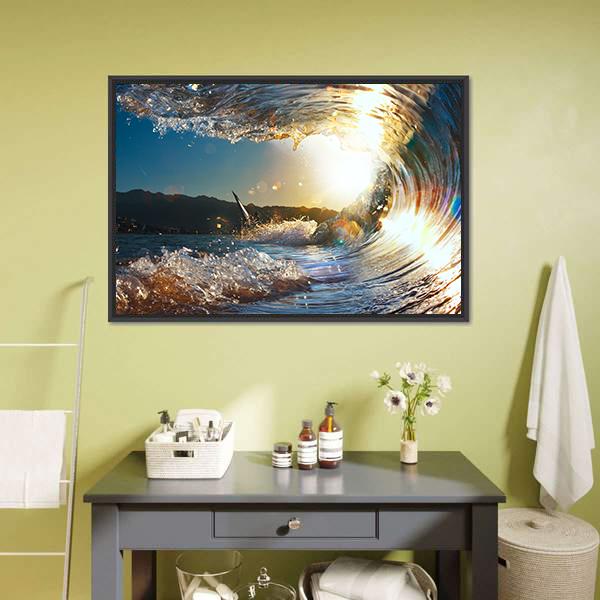 Curly Breaking Wave Canvas Wall Art-3 Horizontal-Gallery Wrap-25" x 16"-Tiaracle